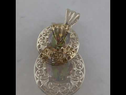 Scrollwork Pendant with Zultanite Colored Oval Quartz Gemstone