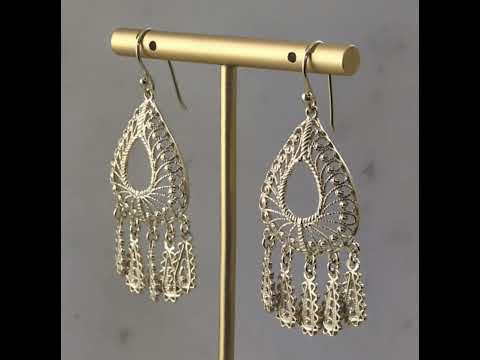 Filigree Chandelier Teardrop Earrings with Dangles