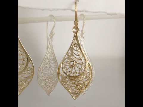 Filigree Teardrop Drop Earrings