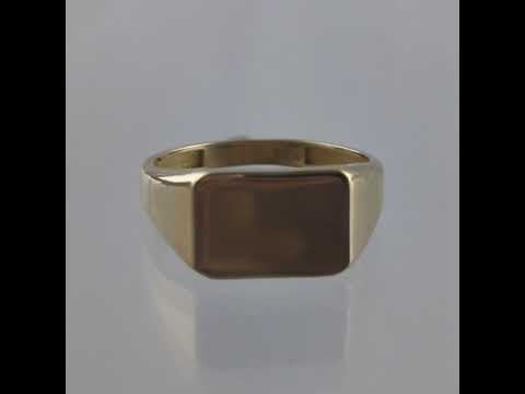 Solid Gold Engravable Cushion Signet Ring - 18k, 14k, 10k