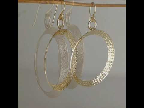 Textured Hoop Earrings on Hooks 2"