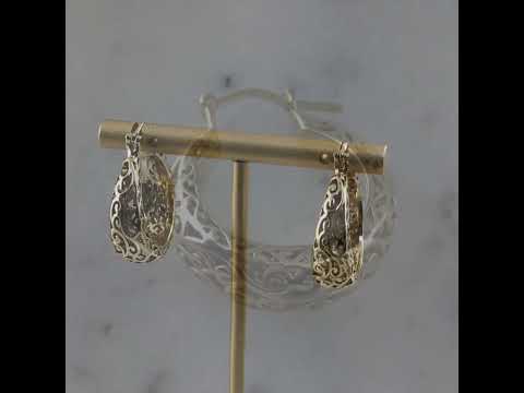 Made to Order Glamorous Scrollwork 14K Real Solid Gold Filigree Hoops - 25mm /  1 in. diameter
