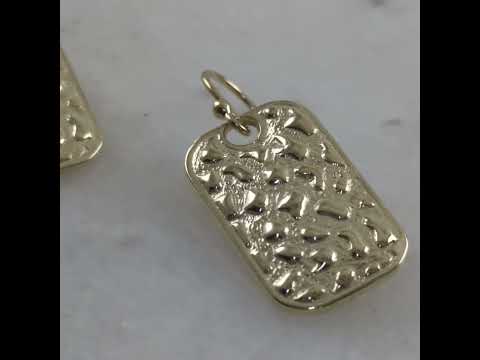 Textured Rectangle Drop Earrings with Hammered Finish