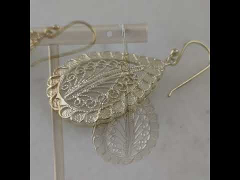 Teardrop Filigree Earrings with Textured Border