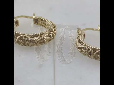Ornate Filigree Hoop Earrings with Vintage Detailing