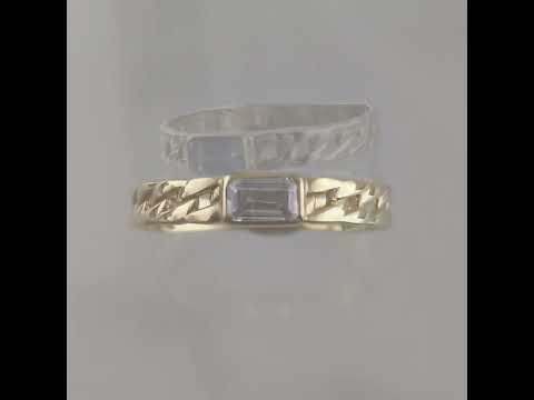 Gold Ring Cuban Link with Cubic Zircon - 10k,14k,18k