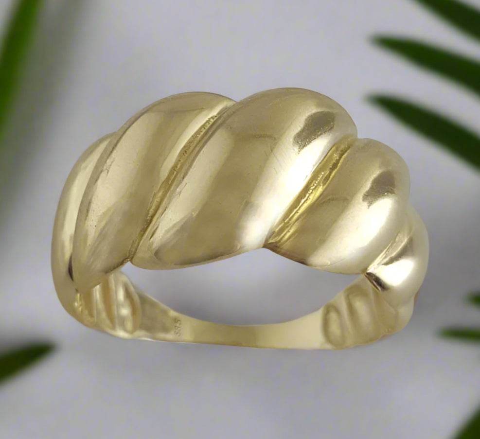 Large Croissant Gold Ring - 10k, 14k, 18k - TurkishBling