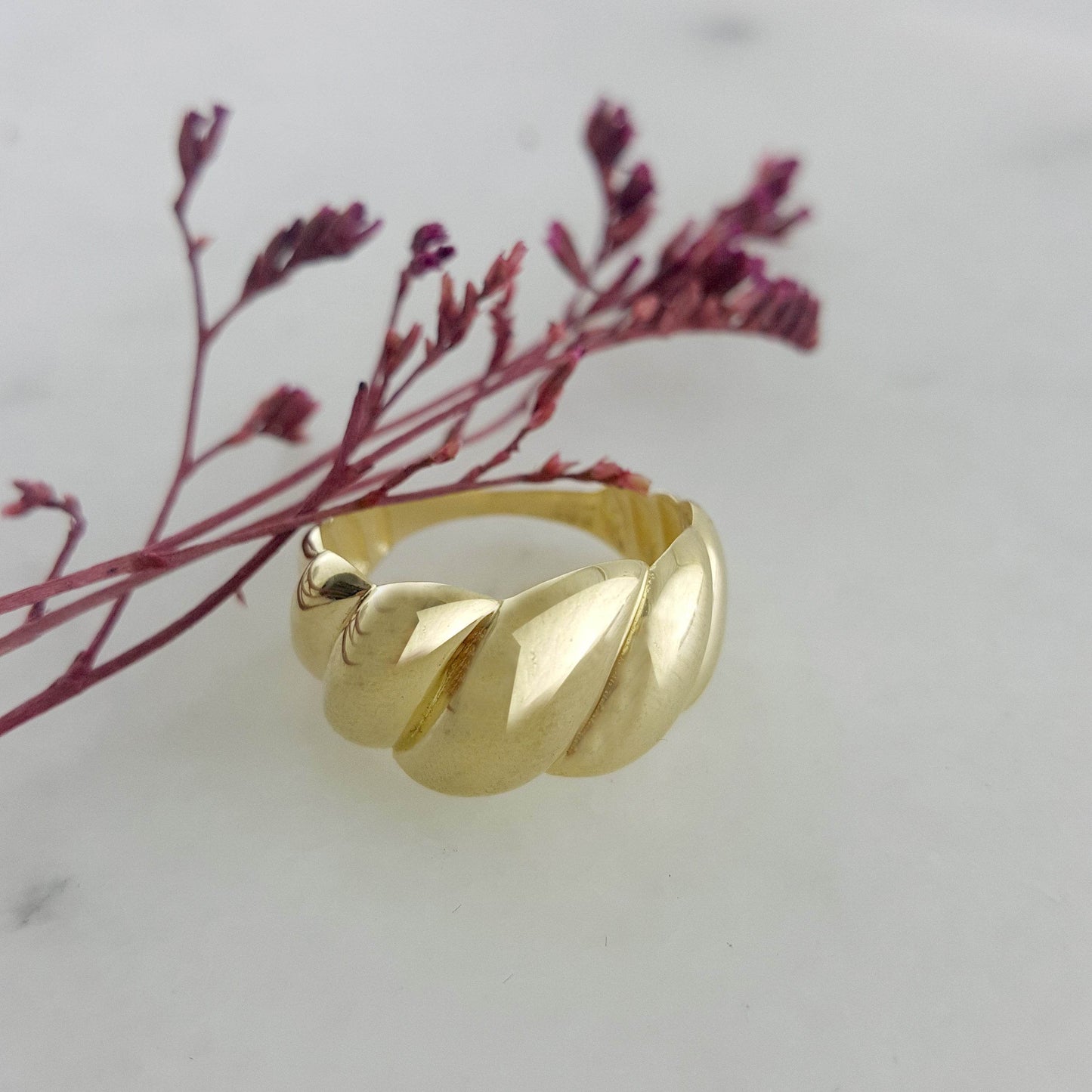 Large Croissant Gold Ring - 10k, 14k, 18k - TurkishBling