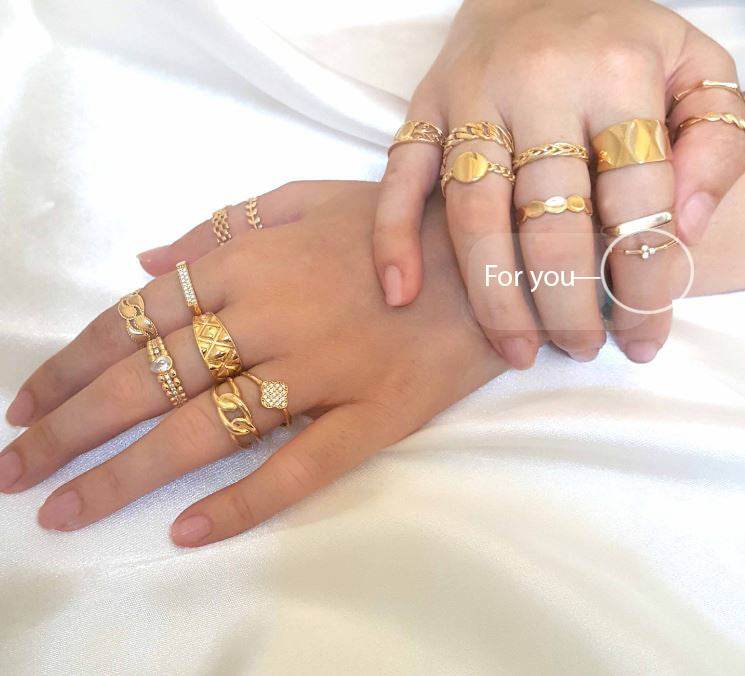 Minimalist Milgrain Bead Solid Gold Ring with Stones - 18k, 14k, 10k - TurkishBling