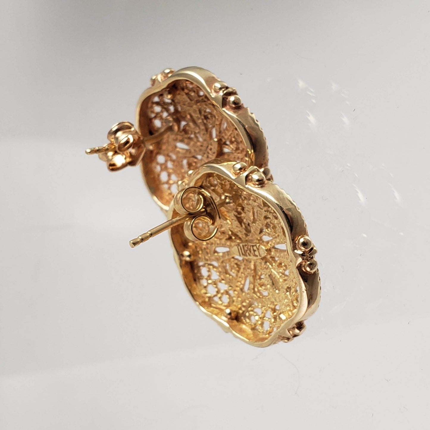 Filigree Sunburst Statement Stud Earrings - TurkishBling