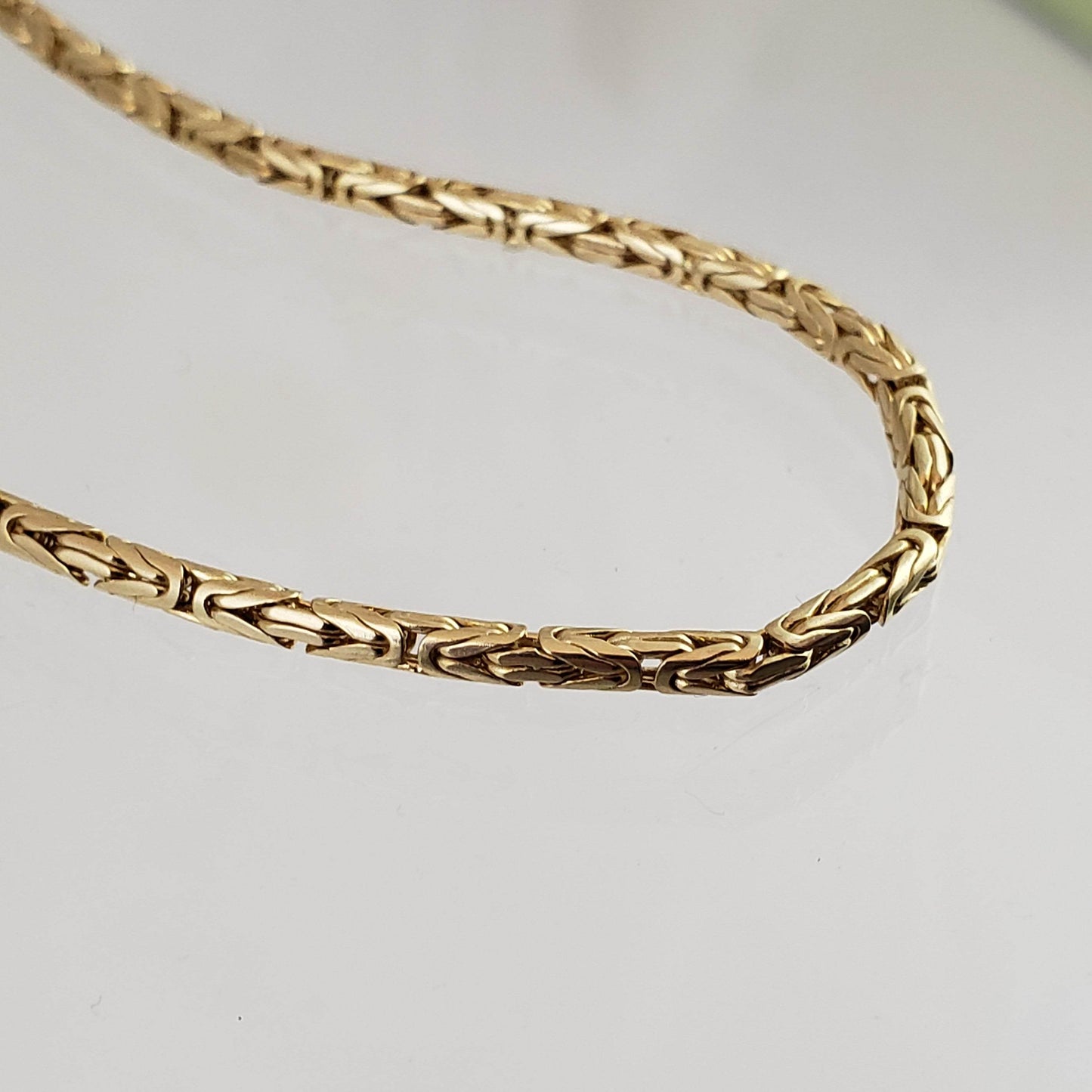 Timeless Gold Byzantine Chain Necklace, 18k Gold Over Sterling Silver, Available in 18in, 24in, 30in with 2in Extender - TurkishBling