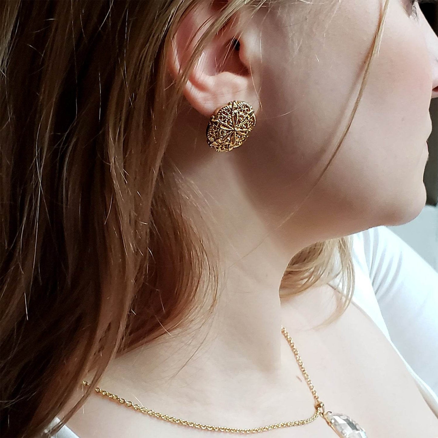 Filigree Sunburst Statement Stud Earrings - TurkishBling