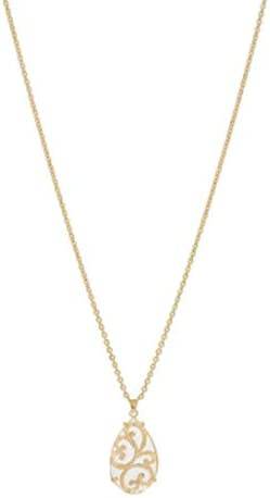 Crystal Quartz Teardrop Filigree Pendant & Chain - TurkishBling