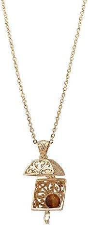 Byzantine Scrollwork 18K Gold Plated 8mm Loose Gemstone Charm Box Pendant - TurkishBling