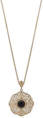18K Gold Plated 12mm Gem & Flower Filigree Pendant - TurkishBling