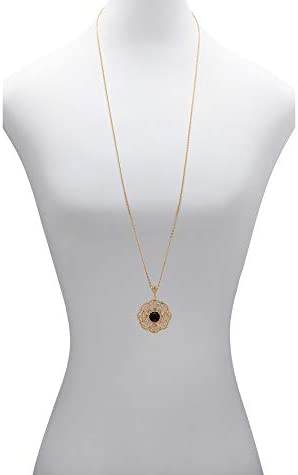 18K Gold Plated 12mm Gem & Flower Filigree Pendant - TurkishBling