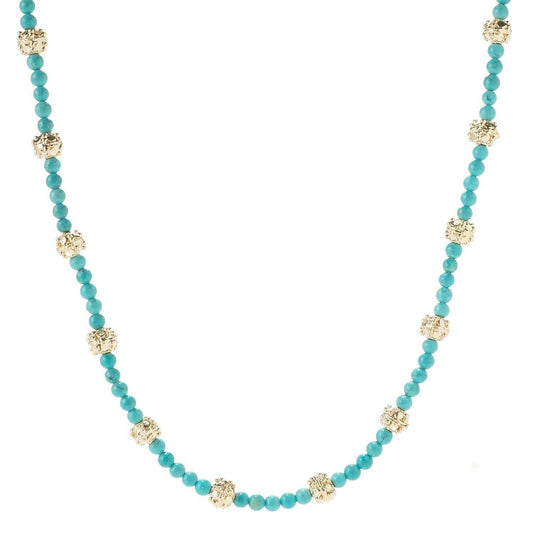 18K Gold Plated Gemstone Bead Necklace - TurkishBling