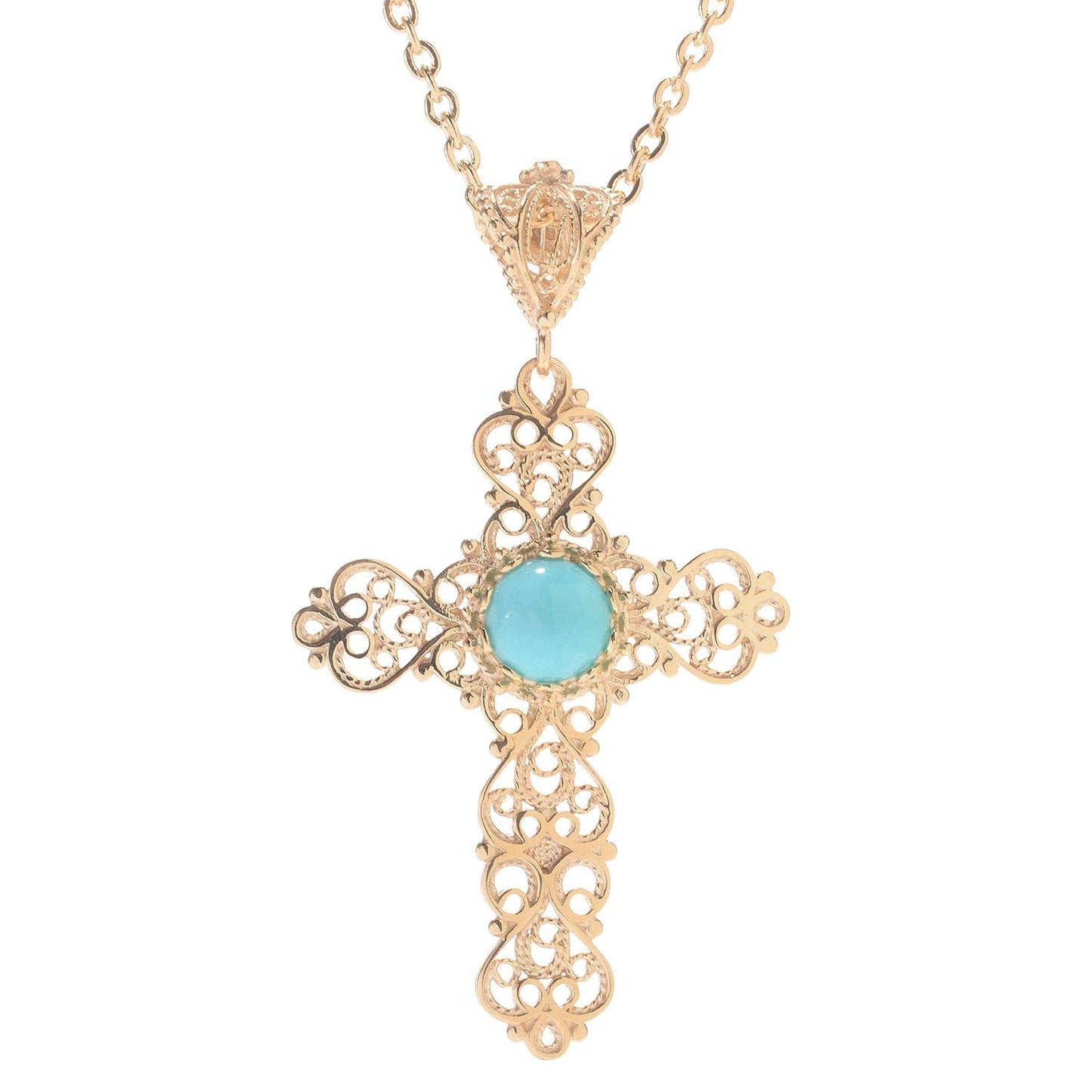 Turquoise Cross Pendant 8mm