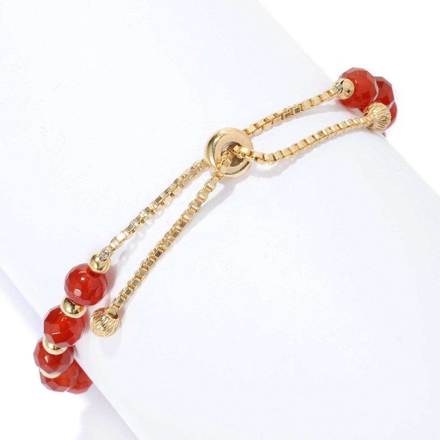 Charming Gold Plated Filigree Carnelian Bead Hamsa Bracelet - TurkishBling