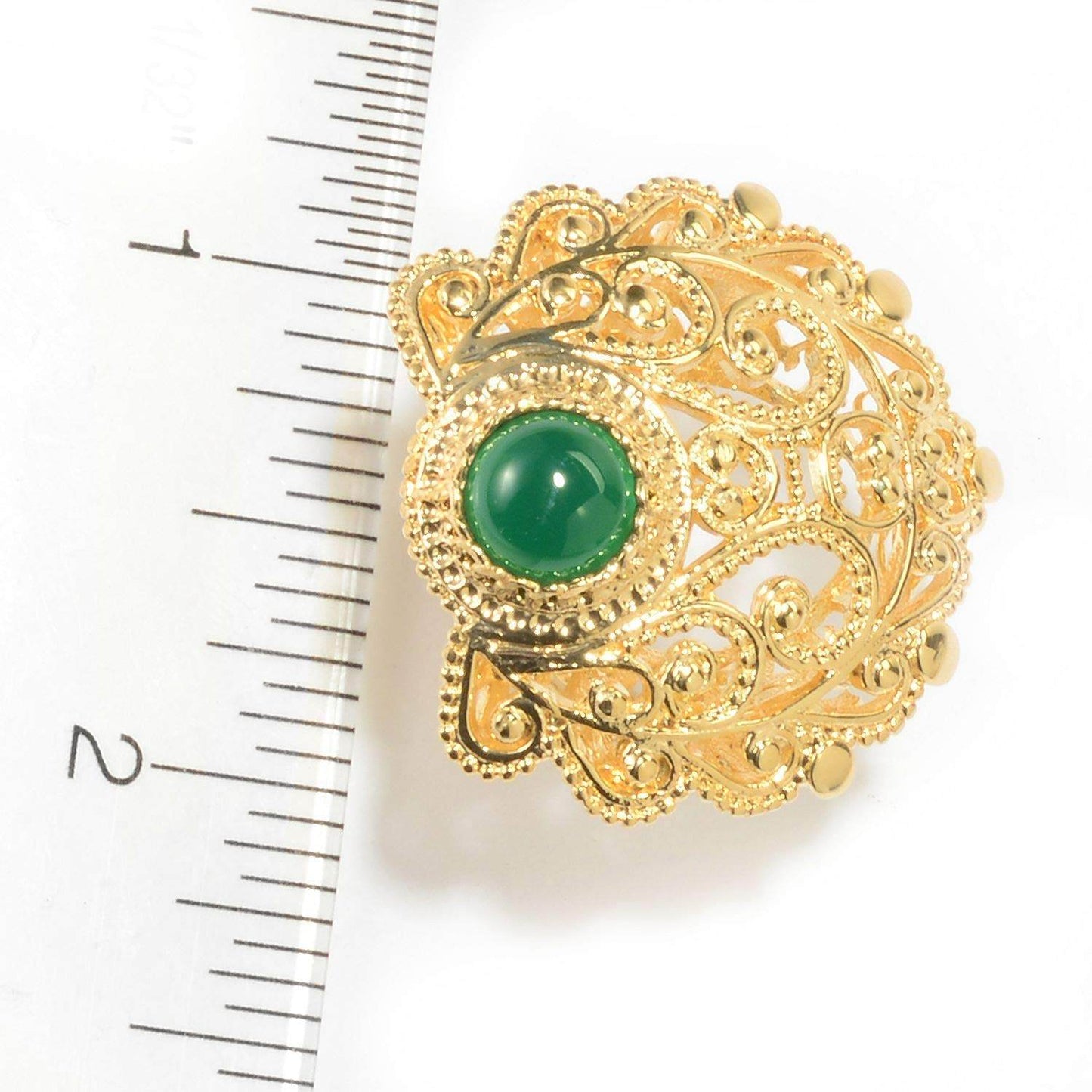 18K Gold Plated 8mm Agate Filigree Ring - TurkishBling