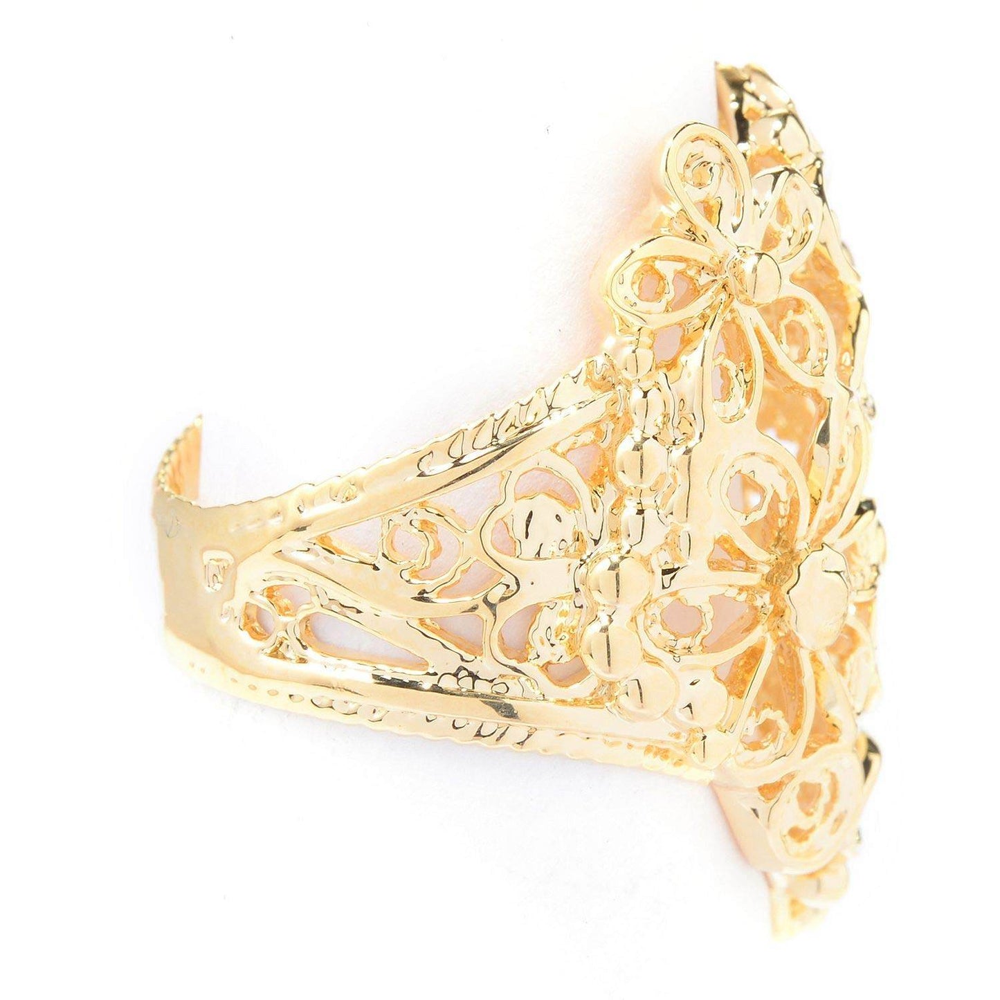 18K Gold Plated Floral Scrollwork Filigree Ring - TurkishBling