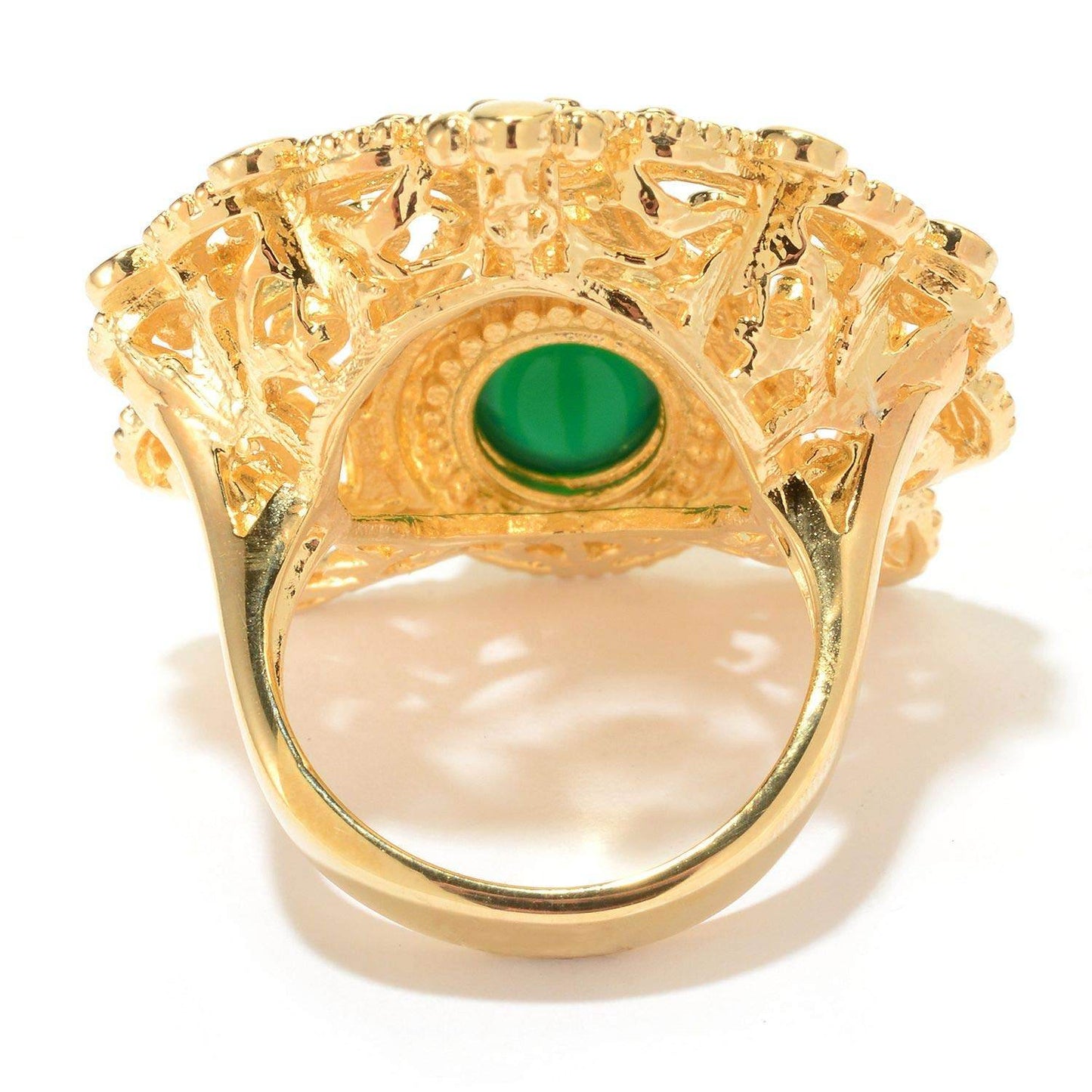 18K Gold Plated 8mm Agate Filigree Ring - TurkishBling