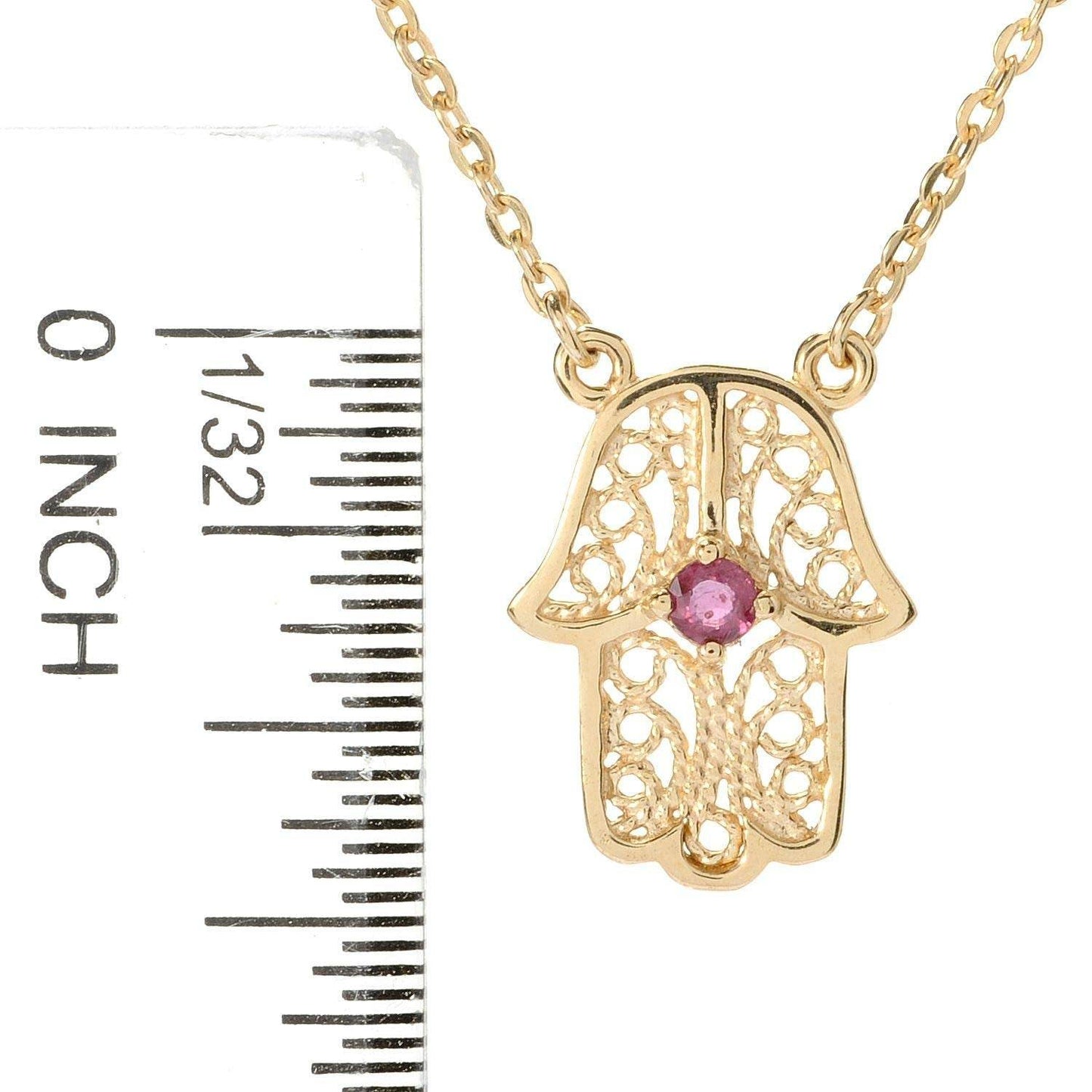 Charm Necklace Collection with Ruby – Angel Wings, Elephant, Cross – Gold over Bronze - TurkishBling