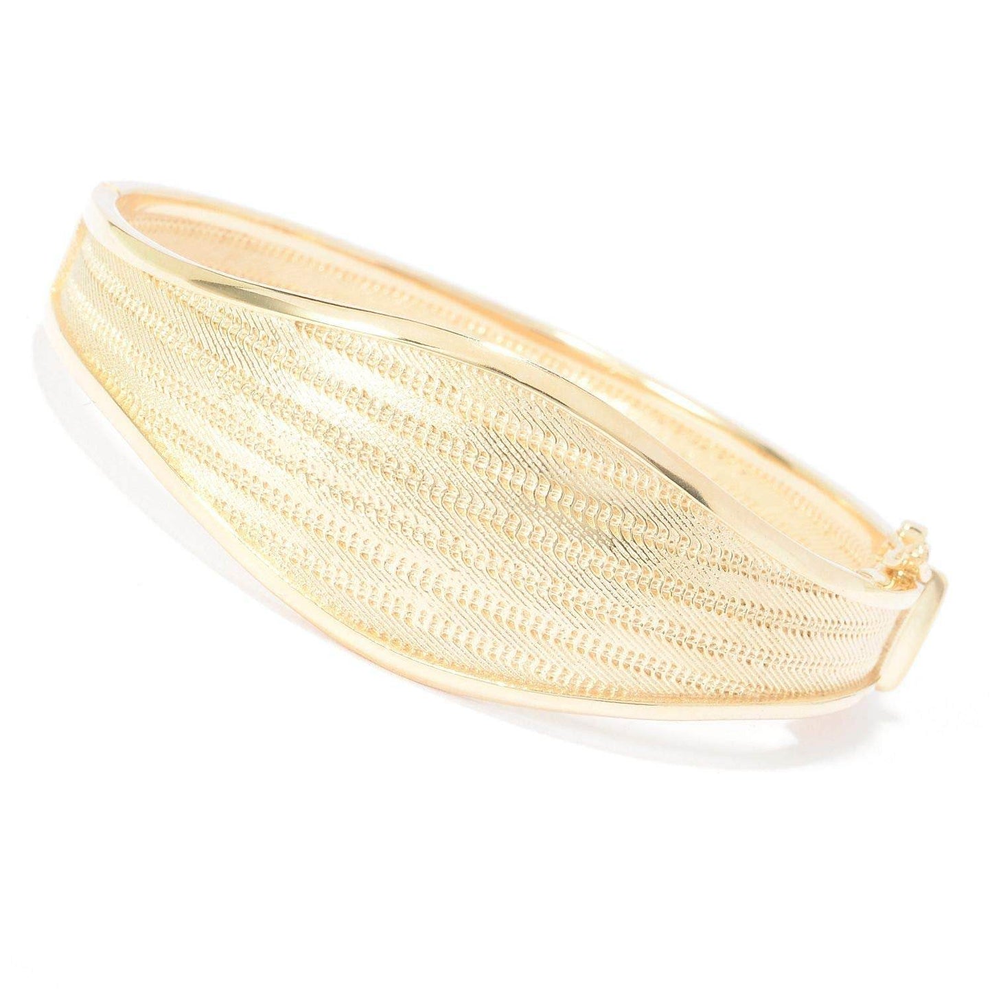 Wickerwork Hinged Cuff Bangle with Figure 8 Safety Lock - TurkishBling