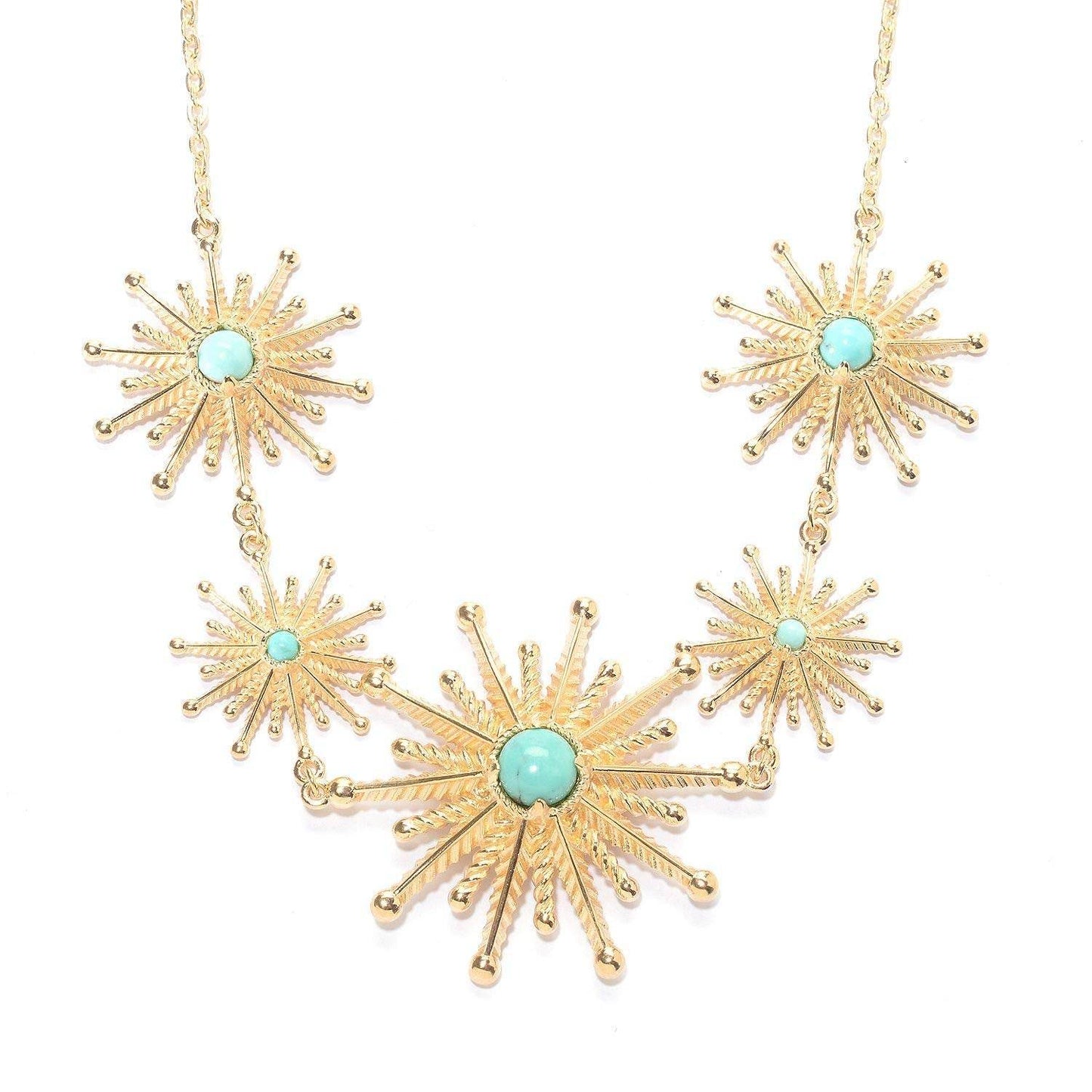 Starburst Statement Necklace with Turquoise and Coral - TurkishBling