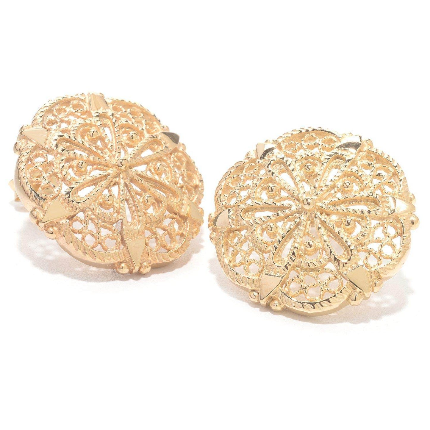 Filigree Sunburst Statement Stud Earrings - TurkishBling