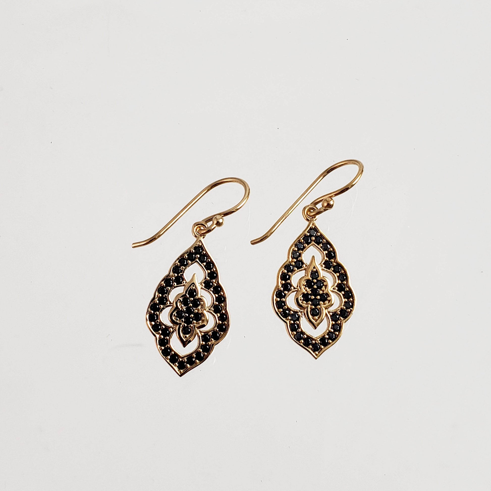 Elegant Black Spinel Turkish Drop Earrings - TurkishBling