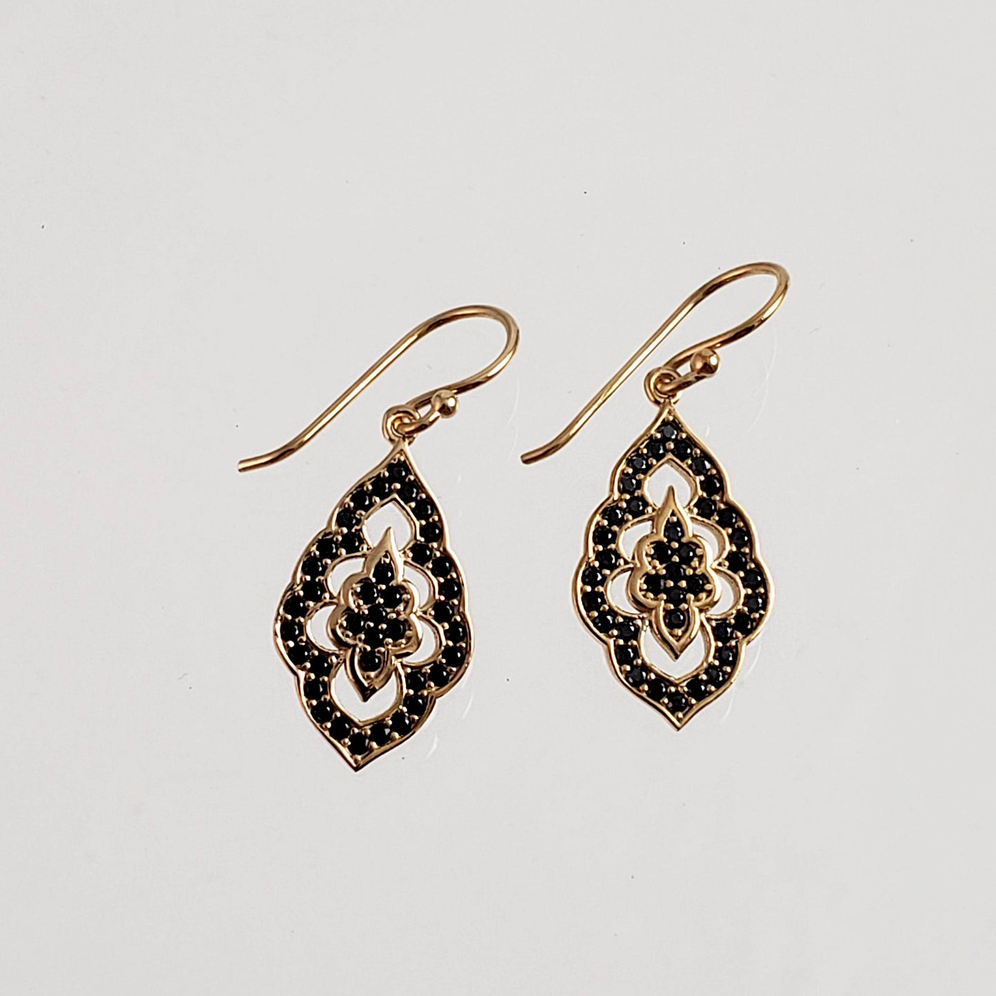 Elegant Black Spinel Turkish Drop Earrings - TurkishBling