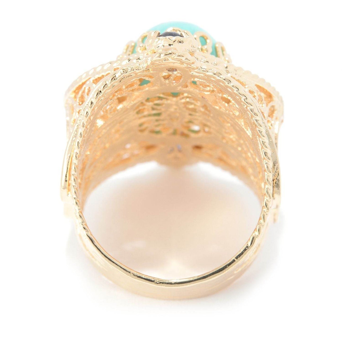 Filigree Genuine Amazonite and Amethyst Gemstone Ring - TurkishBling