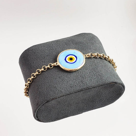 Gold over Sterling Silver Evil Eye Bracelet - TurkishBling