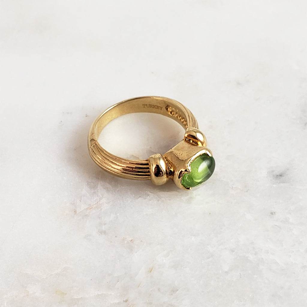 18K Gold Plated 1.25ctw Gemstone Textured Band Ring - TurkishBling