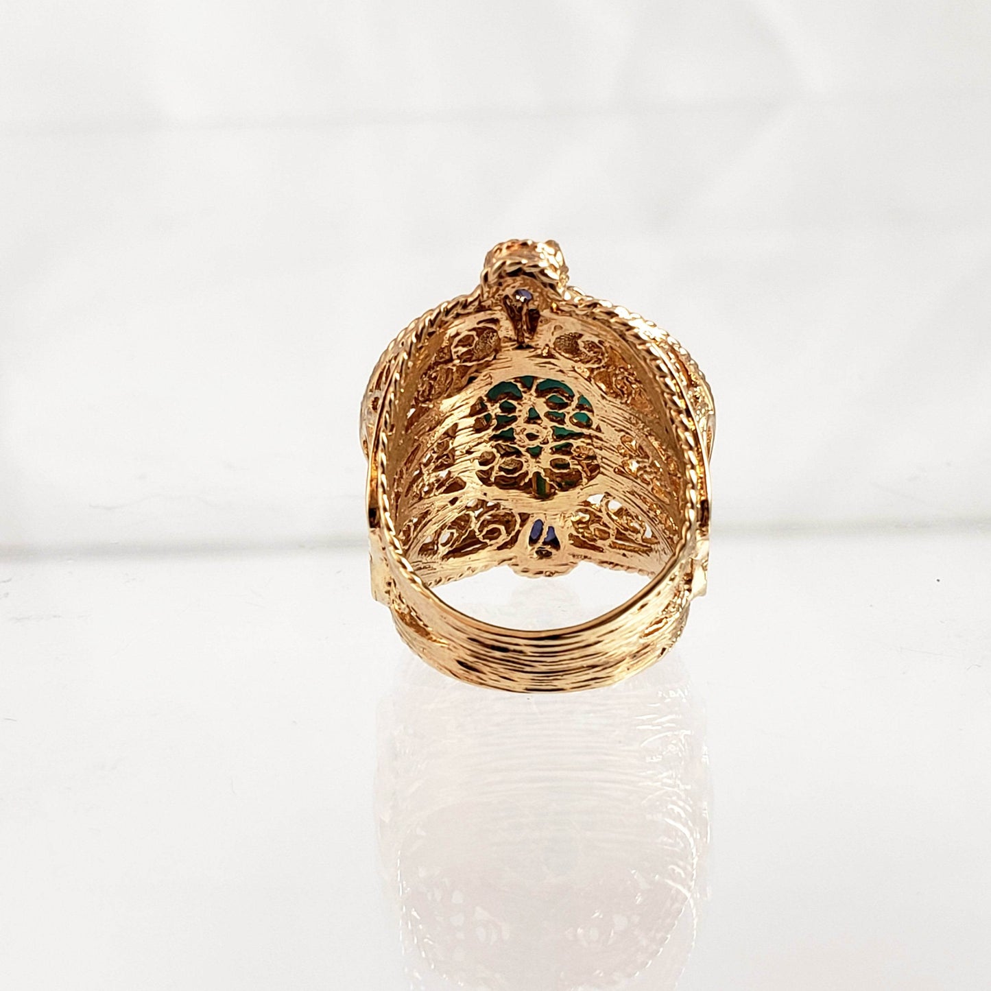 Filigree Genuine Amazonite and Amethyst Gemstone Ring - TurkishBling