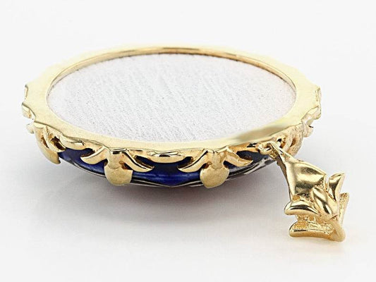 Floral Ceramic Pendant – Hand-Painted Design in 18k Gold over Bronze - TurkishBling