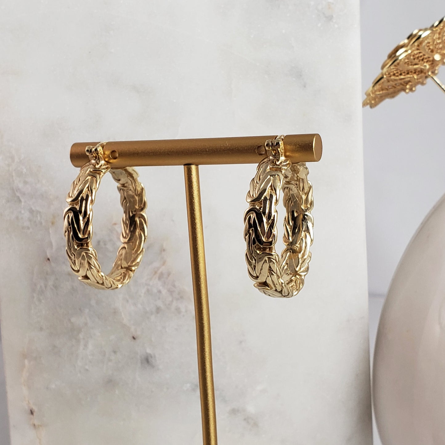 Byzantine Hoop Earrings with Woven Detail