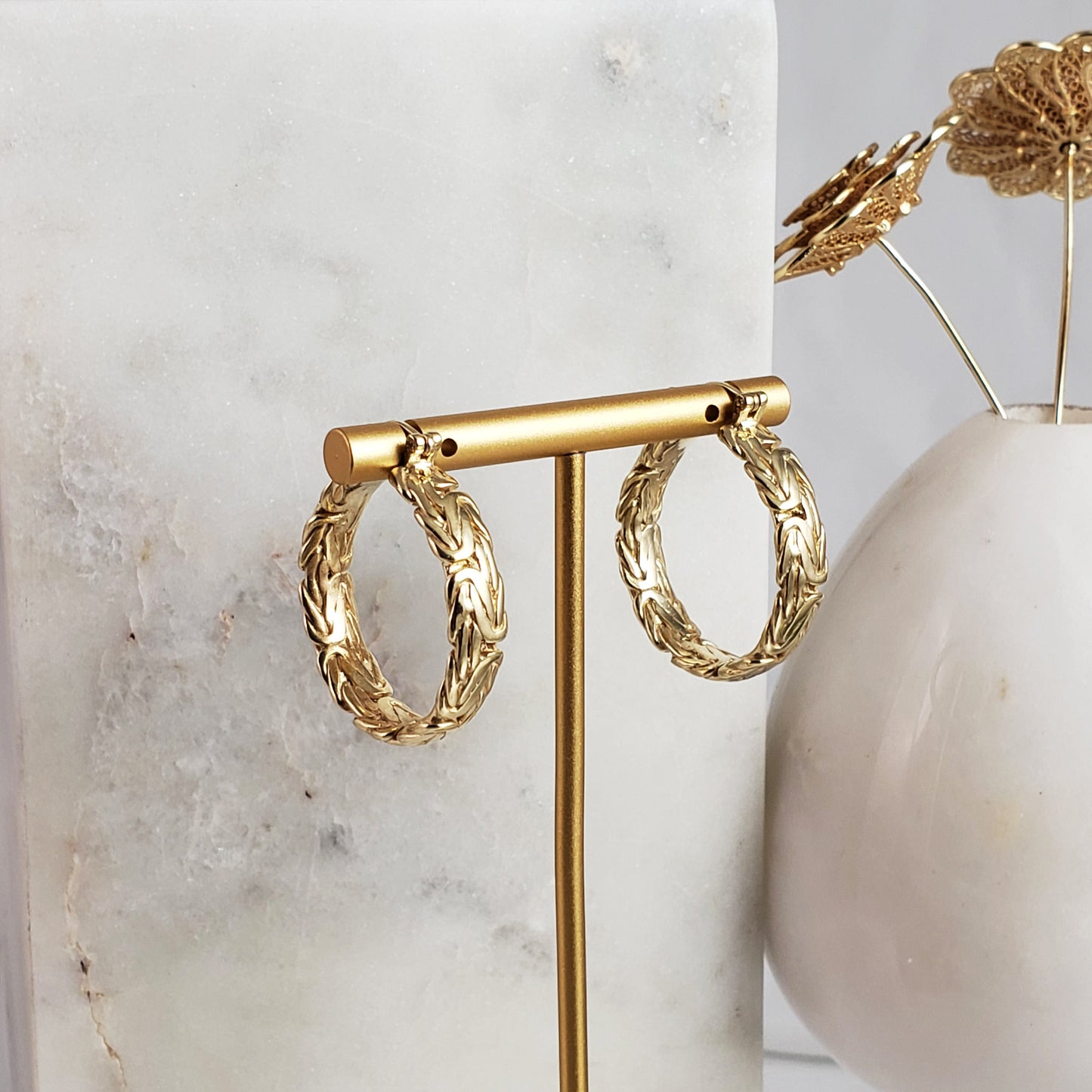Byzantine Hoop Earrings with Woven Detail