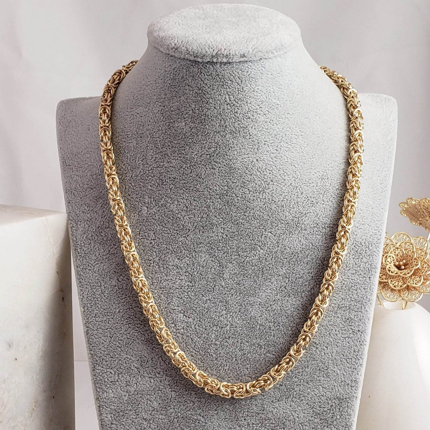 Timeless Classic Byzantine Necklace Lobster Claw Clasp - TurkishBling