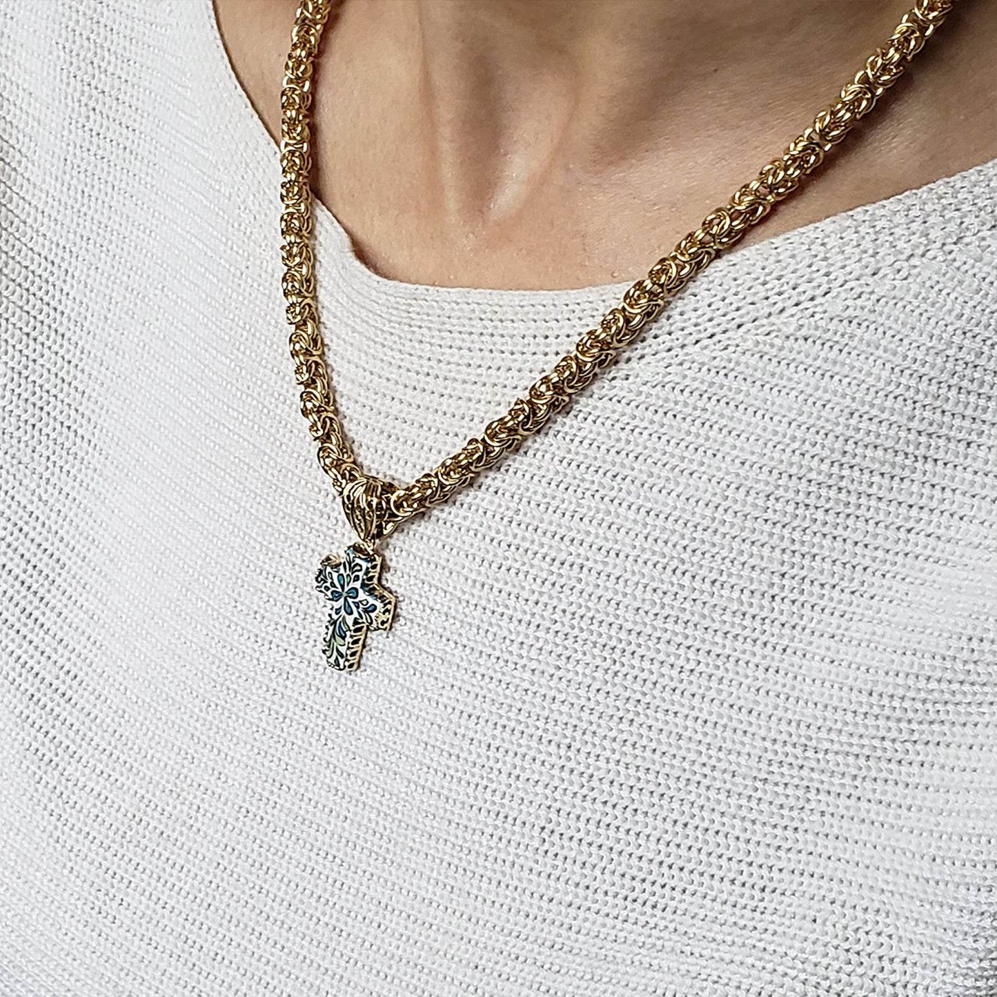 Timeless Classic Byzantine Necklace Lobster Claw Clasp - TurkishBling