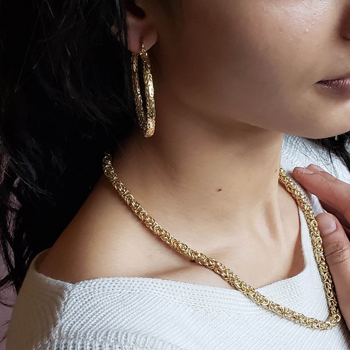Timeless Classic Byzantine Necklace Lobster Claw Clasp - TurkishBling