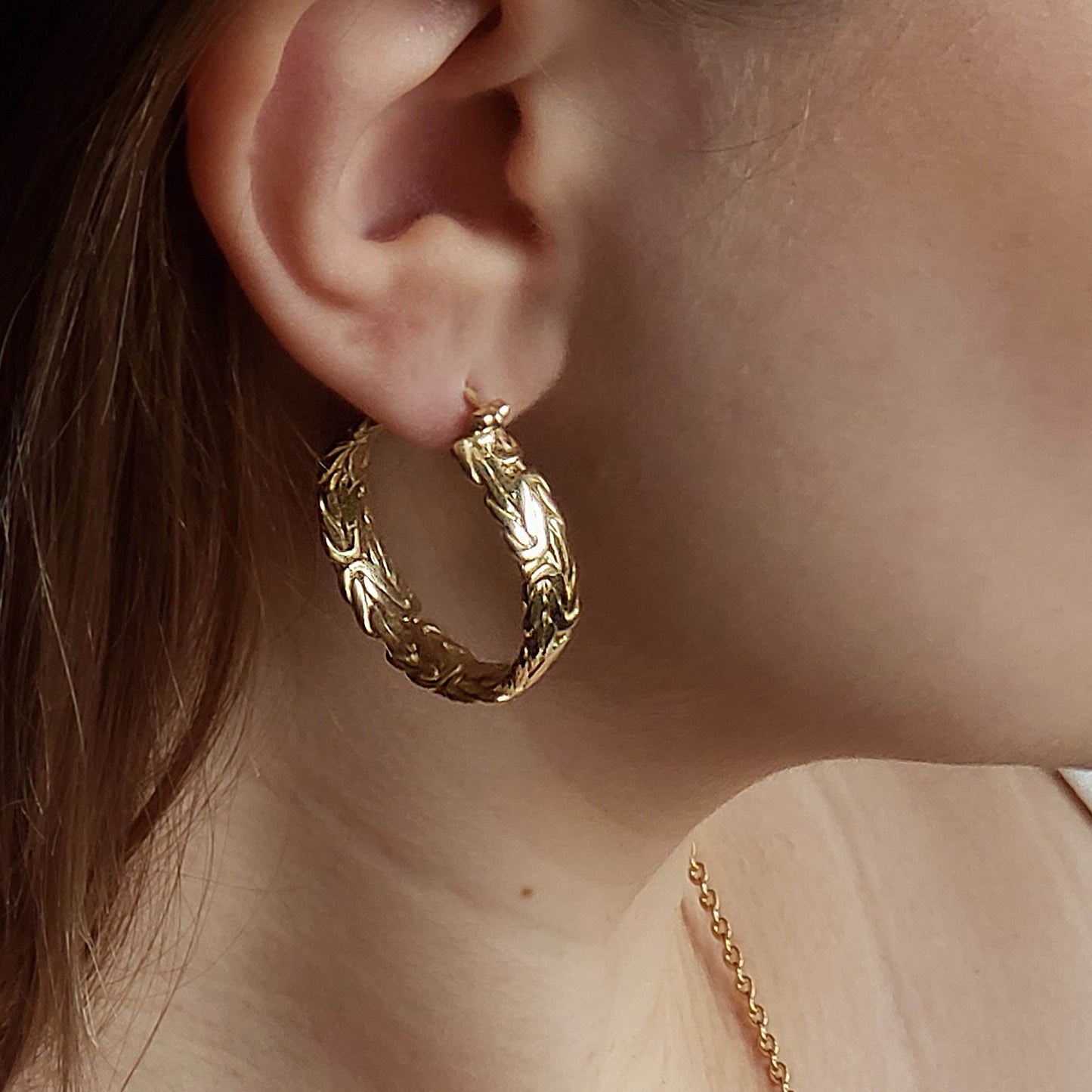 Byzantine Hoop Earrings with Woven Detail - TurkishBling