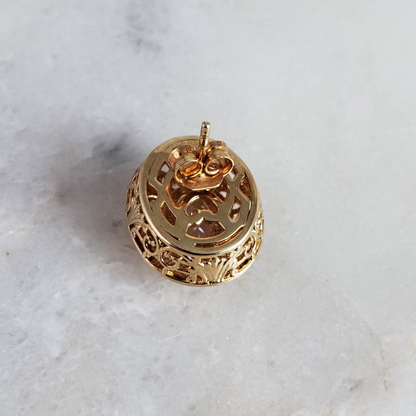 18K Gold Plated Gemstone Oval Stud Earrings - TurkishBling