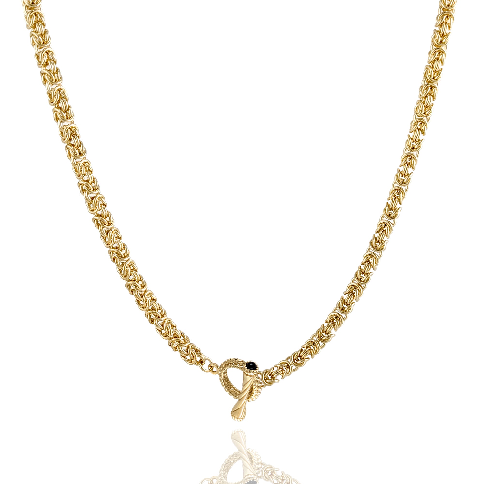 18k Gold Classic Byzantine Link Chain Necklace | TurkishBling
