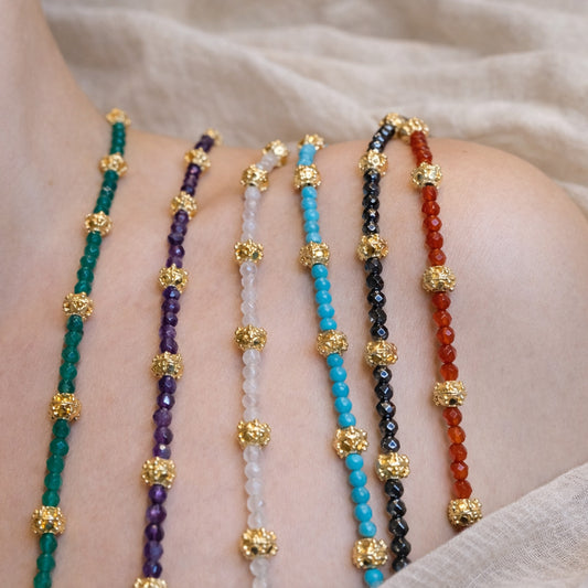 18K Gold Plated Gemstone Bead Necklace