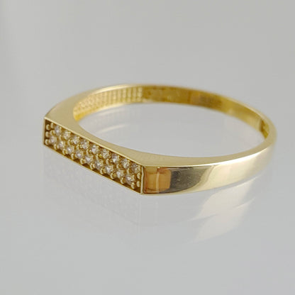 Gold Square Top Ring W Cubic Zircon - TurkishBling