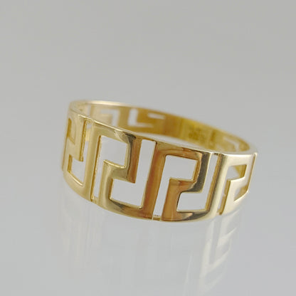 Greek Pattern Gold Ring - 10k,14k,18k - TurkishBling