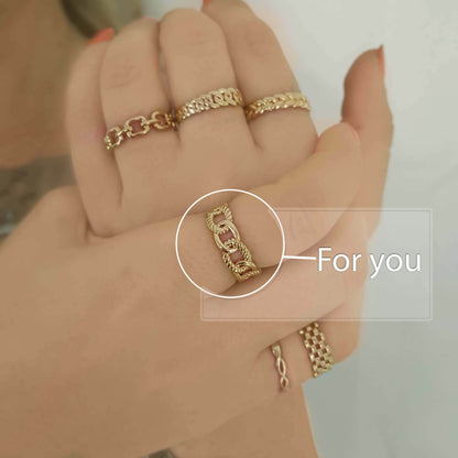 Braided Cable Link Gold Ring - 10k,14k,18k - TurkishBling