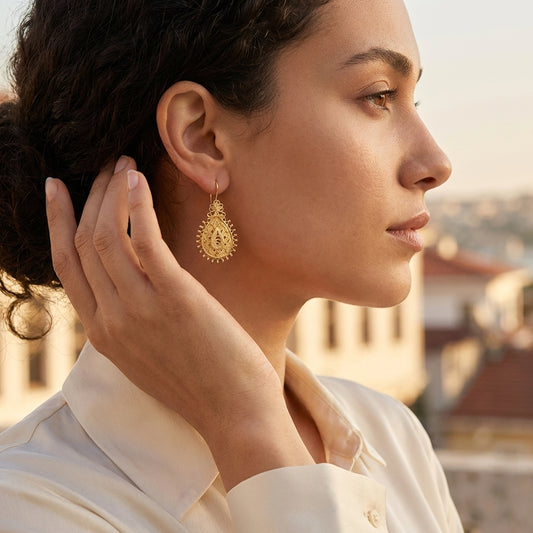 Etruscan Filigree Drop Earrings